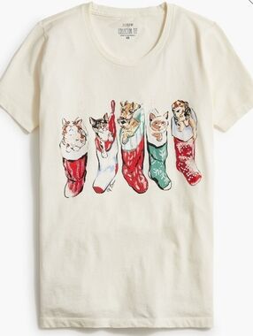 J. Crew Collector Tee Cats & Dogs Off White T-shirts Top